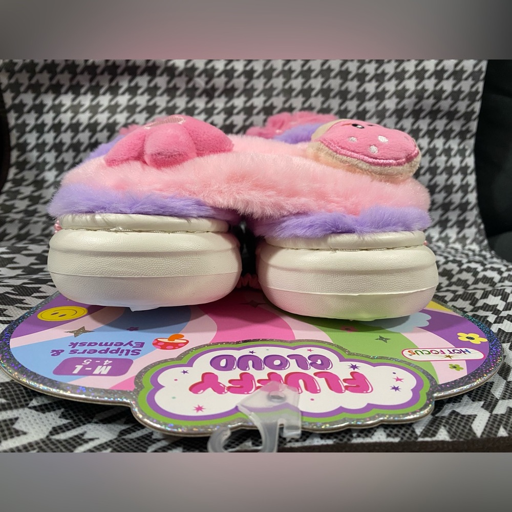 ⭐️New Fluffy Cloud Good Day Slippers & Eye Mask Set M/L - Picture 5 of 12
